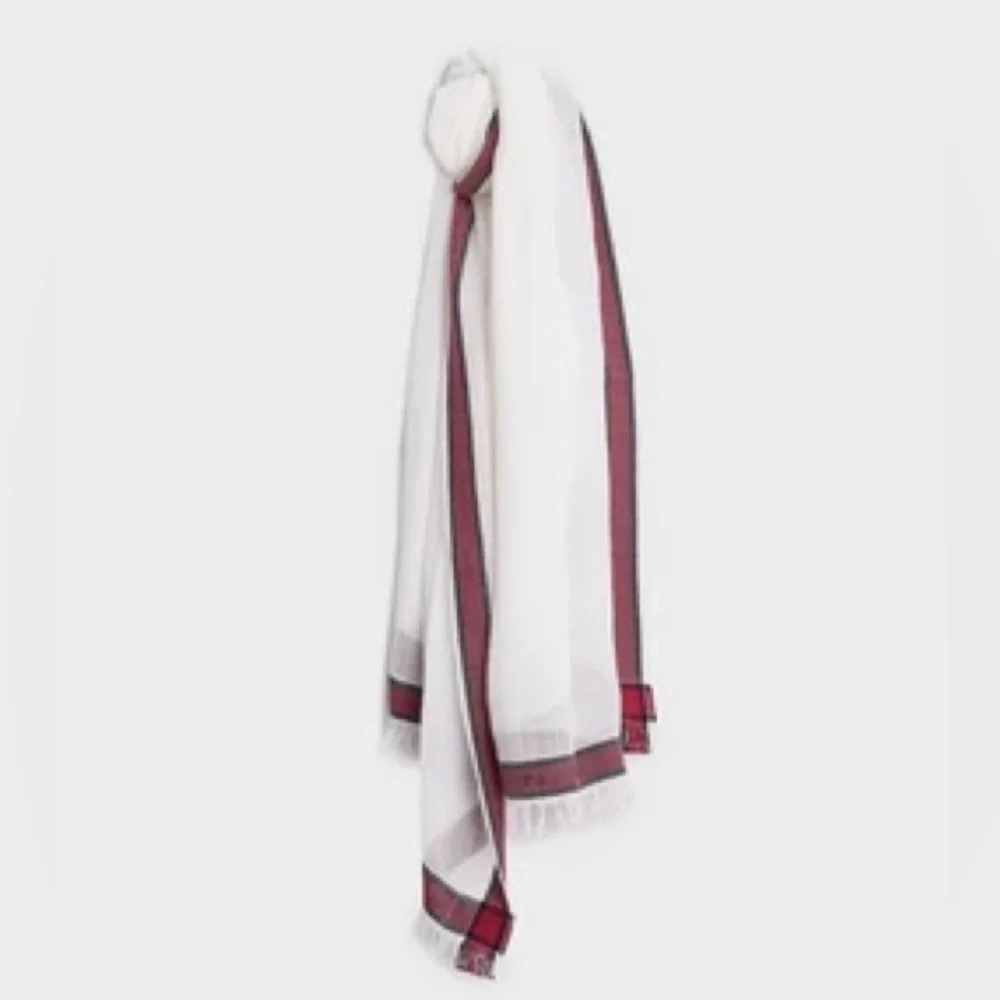 rag & bone Lance Logo Cotton Scarf NWT — Logo Cotton Wrap, Ivory/Red